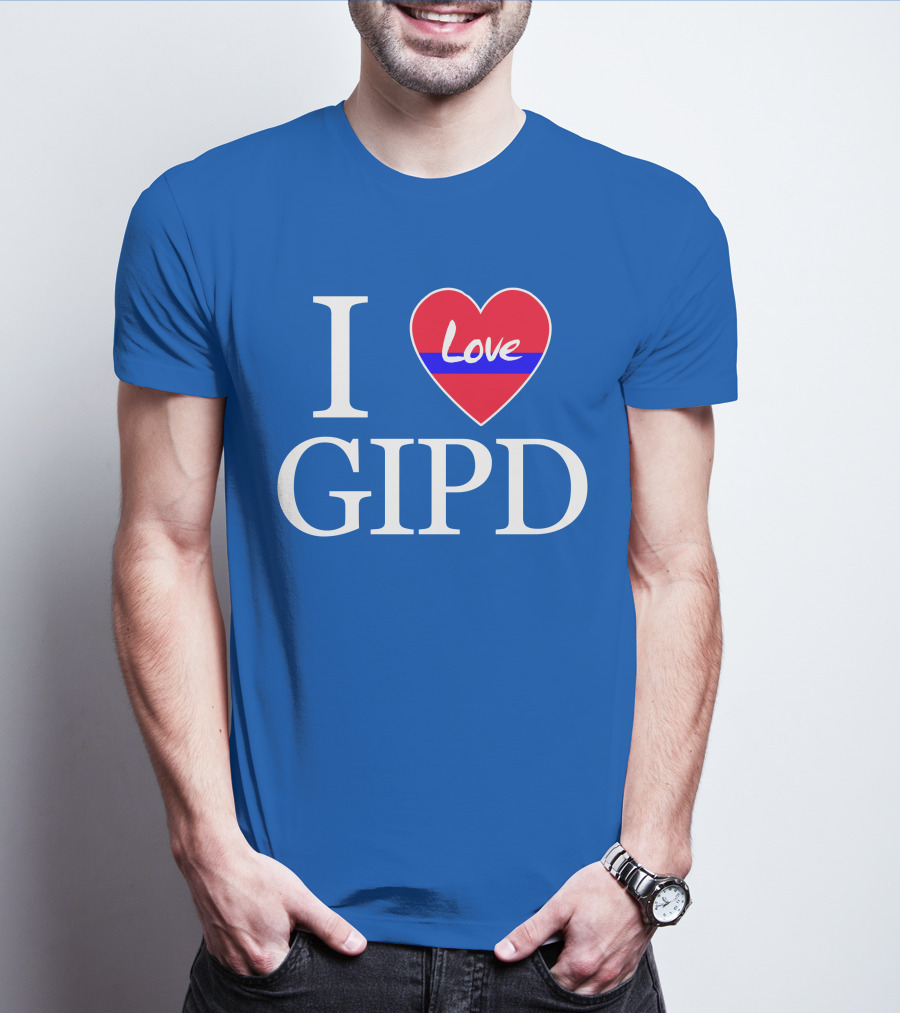 I Love GIPD Heart Symbol Blue Background T-Shirt