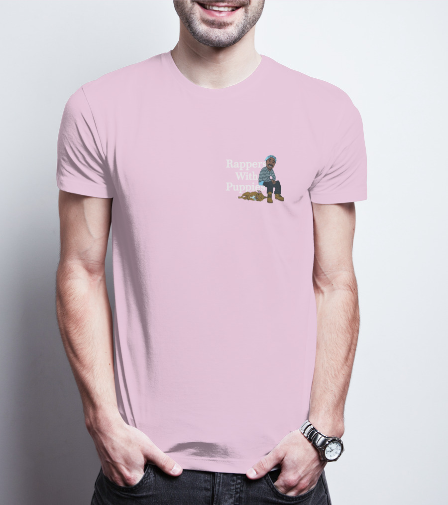 Rappers With Puppies Zumiez Pink Background Beanie And Boots T-Shirt