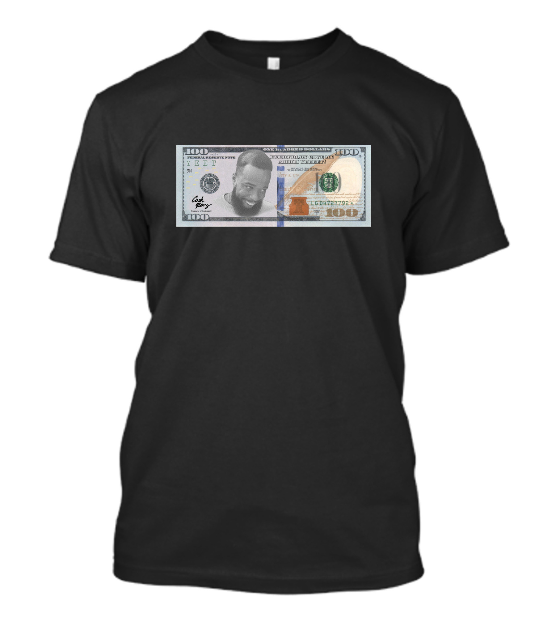 3 Bill Cash Nasty Merch Hundred Dollar Bill Parody With Smiling Face T-Shirt