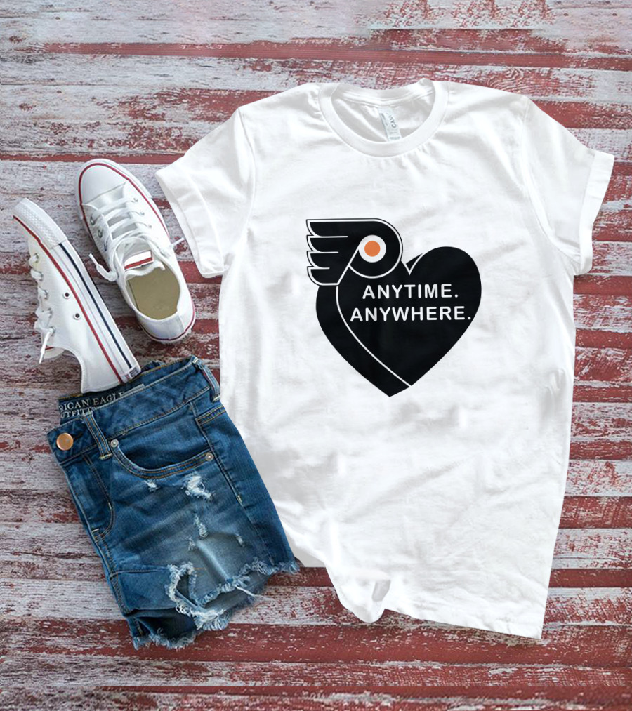 Philadelphia Flyers X Amberella Collaboration Anytime Anywhere Heart T-Shirt