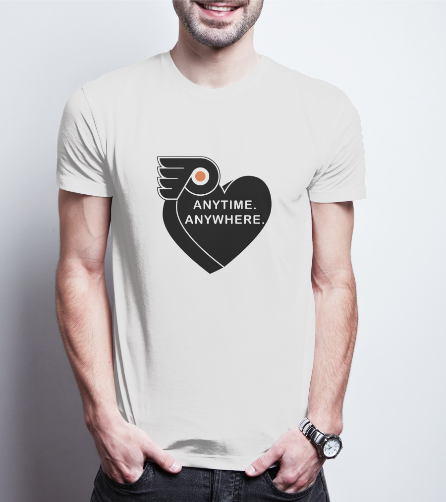 Philadelphia Flyers X Amberella Collaboration Anytime Anywhere Heart T-Shirt