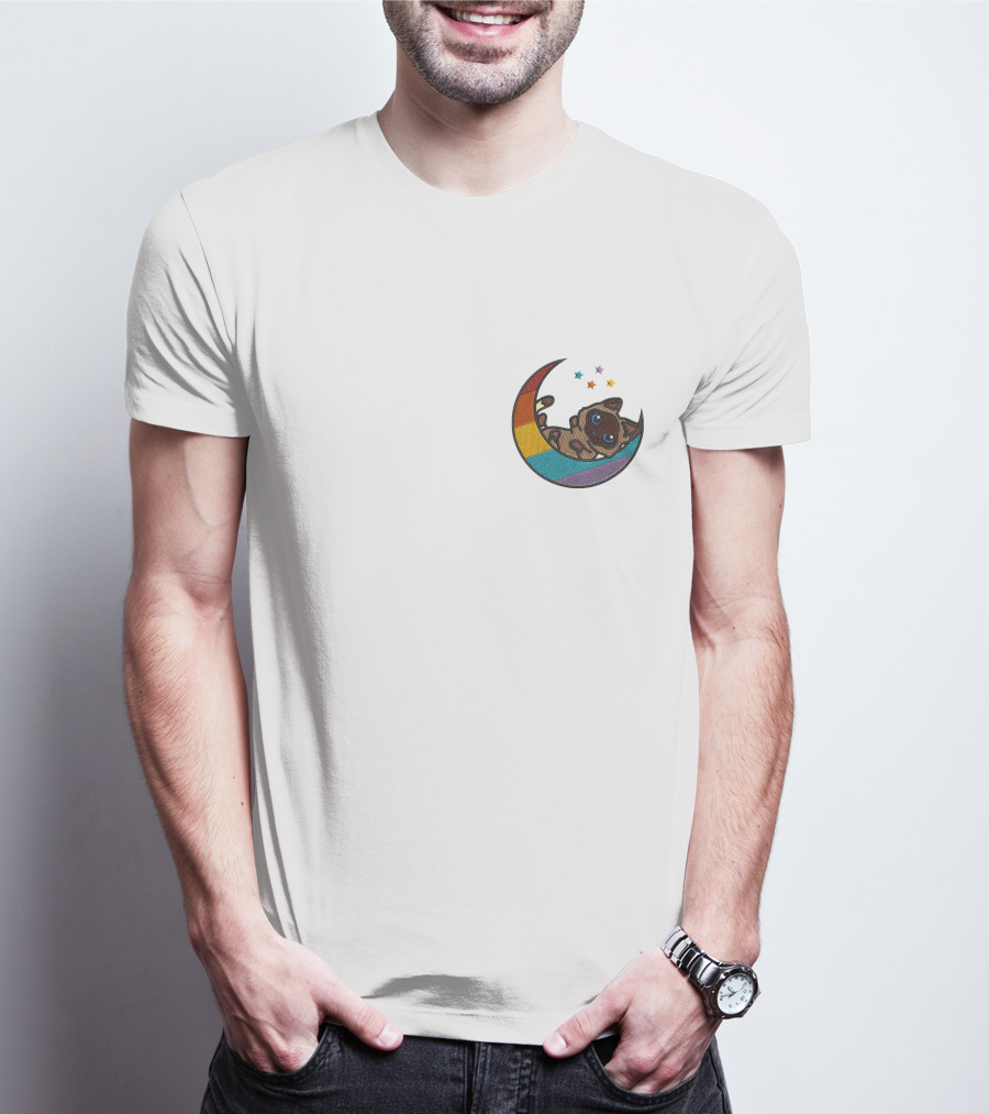 Notantfrost X Dream Merch Perfectly Impurrfect Rainbow Crescent Cat With Stars T-Shirt
