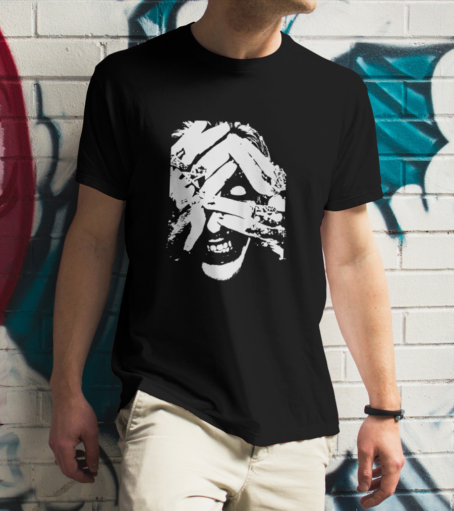 Jake E Munro Grin Eyes Covered Hands T-Shirt