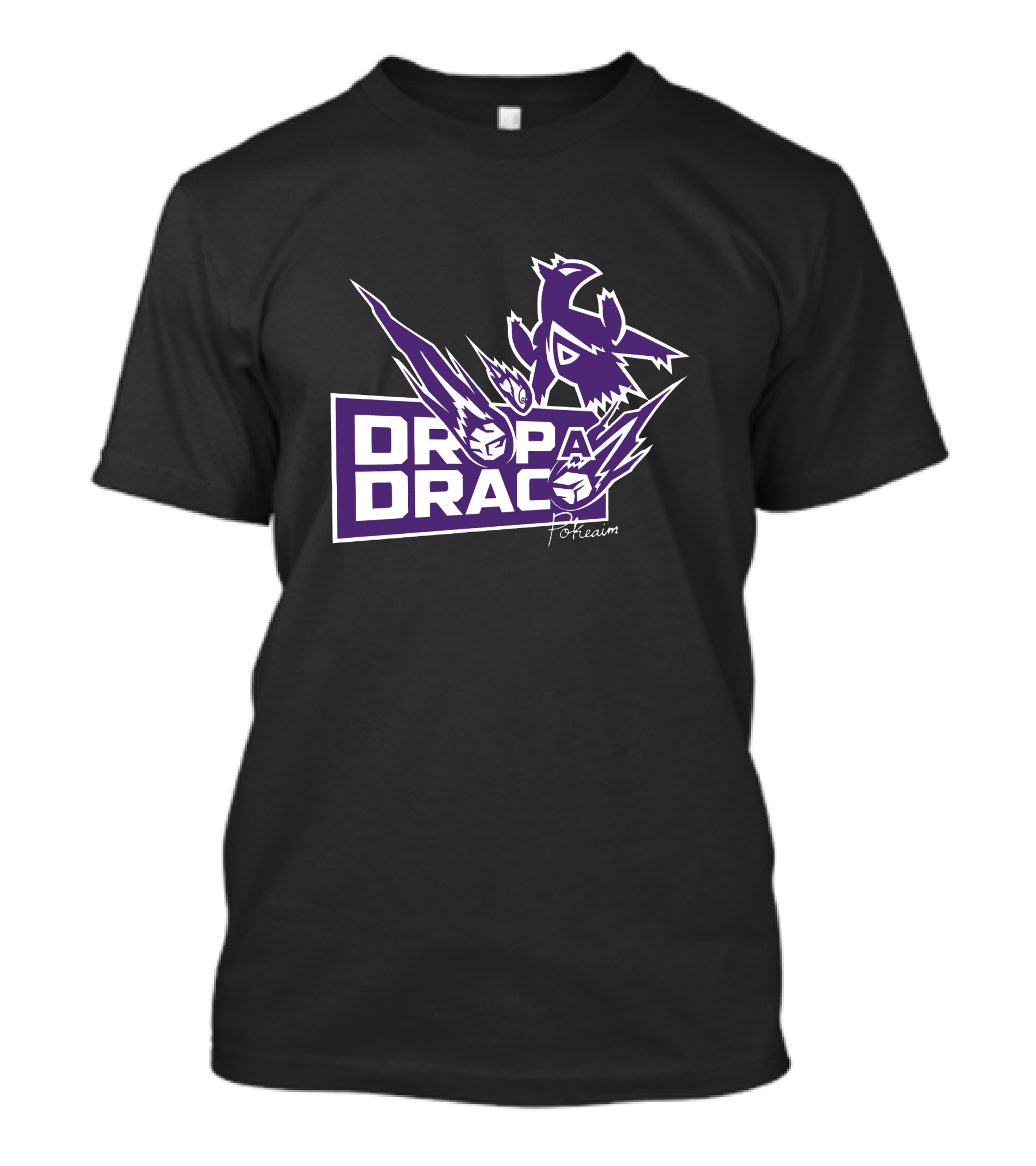Tempo Pokeaim DropaDraco Remaster Logo With Purple And White Dragon Elements T-Shirt