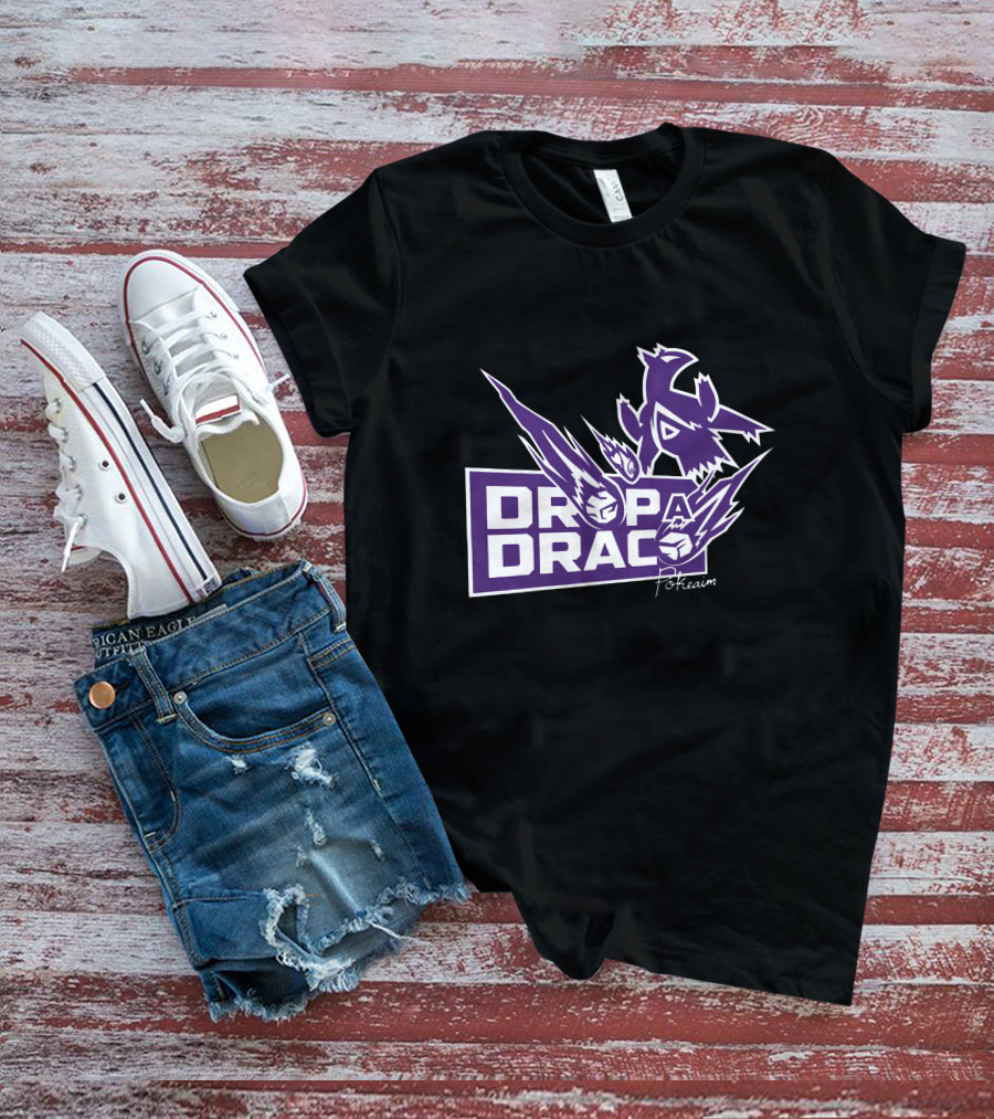 Tempo Pokeaim DropaDraco Remaster Logo With Purple And White Dragon Elements T-Shirt