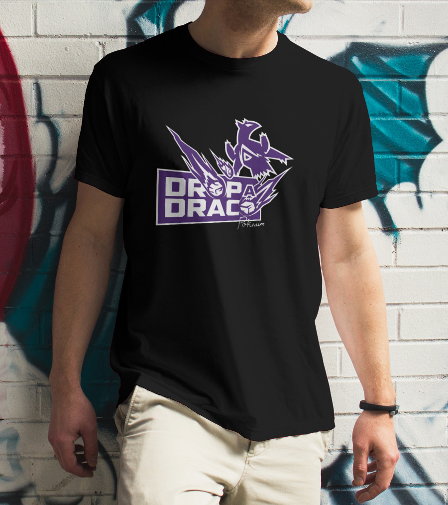 Tempo Pokeaim DropaDraco Remaster Logo With Purple And White Dragon Elements T-Shirt
