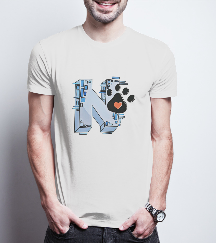 Noelle's Merch Store Initial N With Paw Print And Heart T-Shirt