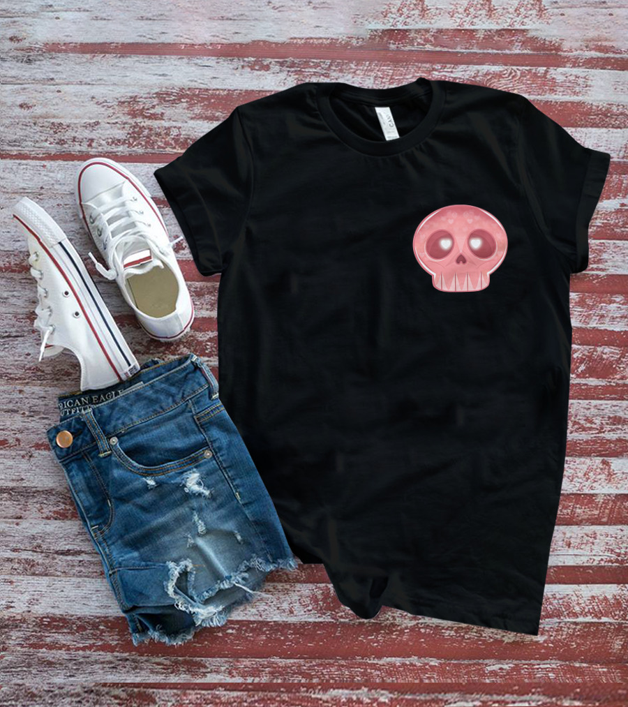 Shop The LukeIsDeaddd Merch Store Pink Heart-Eyed Skull T-Shirt