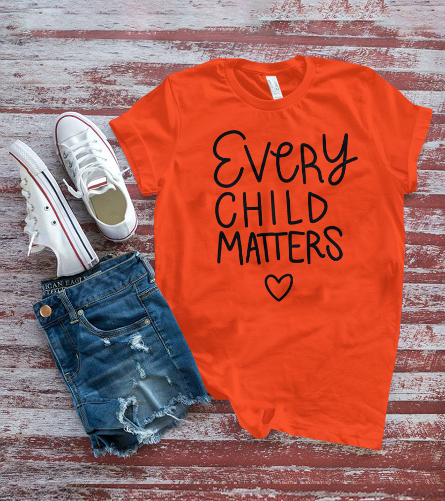 Every Child Matters Heart Symbol Orange Background T-Shirt