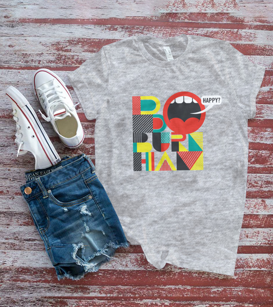 Bo Burnham Happy Mouth Pattern Text T-Shirt