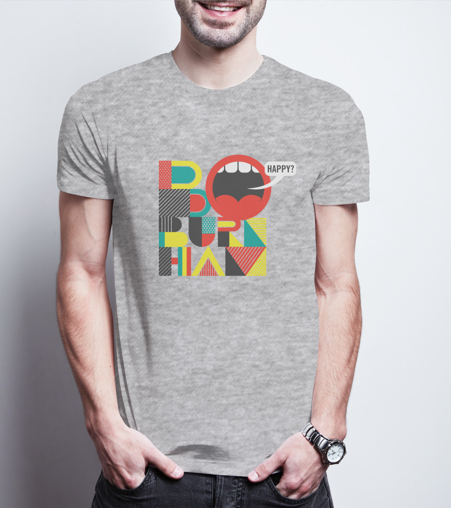 Bo Burnham Happy Mouth Pattern Text T-Shirt