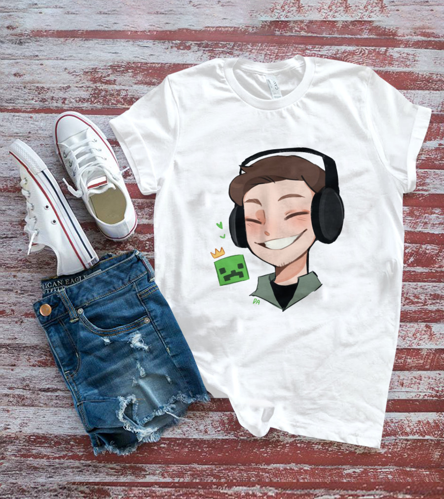Sam Awesamdude Merch Handsamdude Pixel Crown Headphones Smile T-Shirt