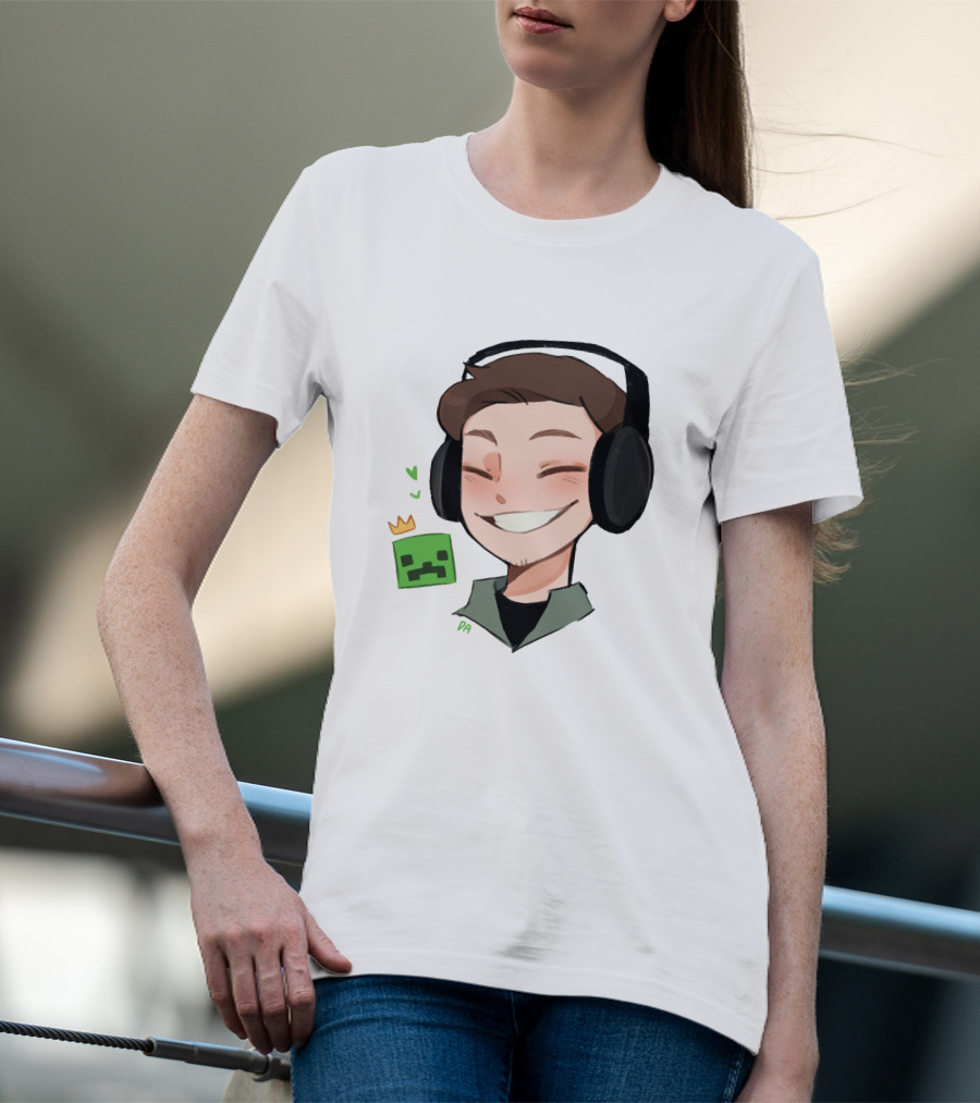 Awesamdude Creeper Man Merch Headphones Smiling Character T-Shirt