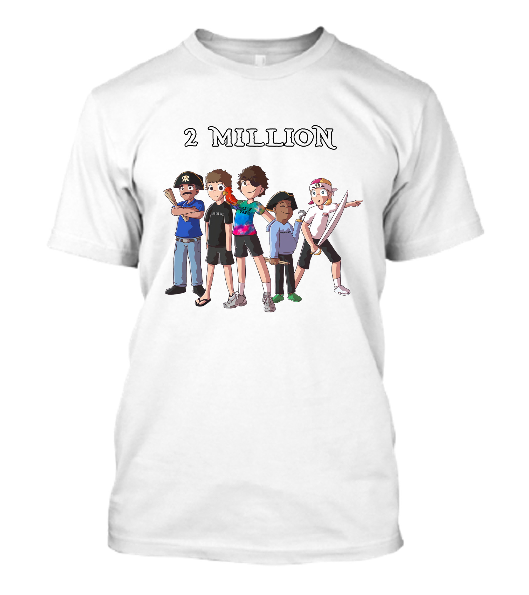 2 Million Subscribers Baylen Levine Celebrate With Animated Characters T-Shirt