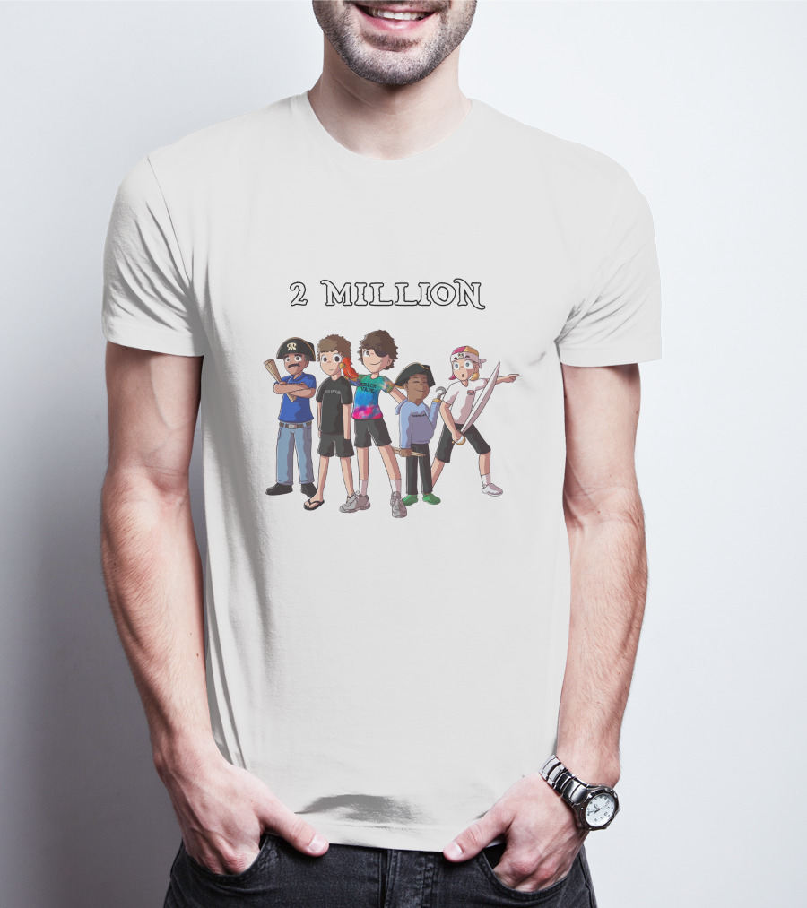 2 Million Subscribers Baylen Levine Celebrate With Animated Characters T-Shirt