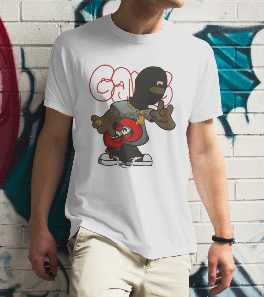 Ski Mask Heart GloGangWorldWide Cartoon Character With Chain And Tattoo T-Shirt