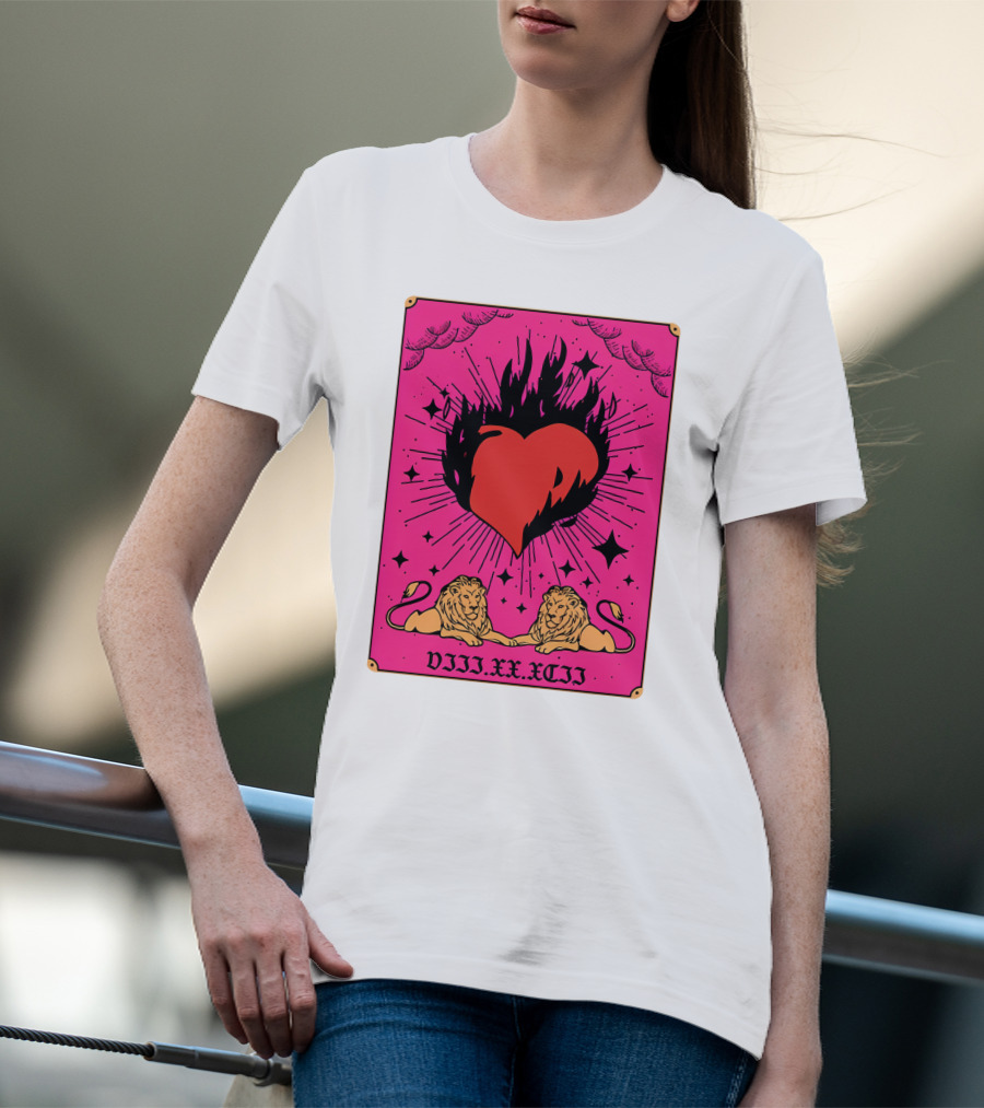 Demi Lovato Burning Heart Pink Lions VIII.XX.XCII T-Shirt