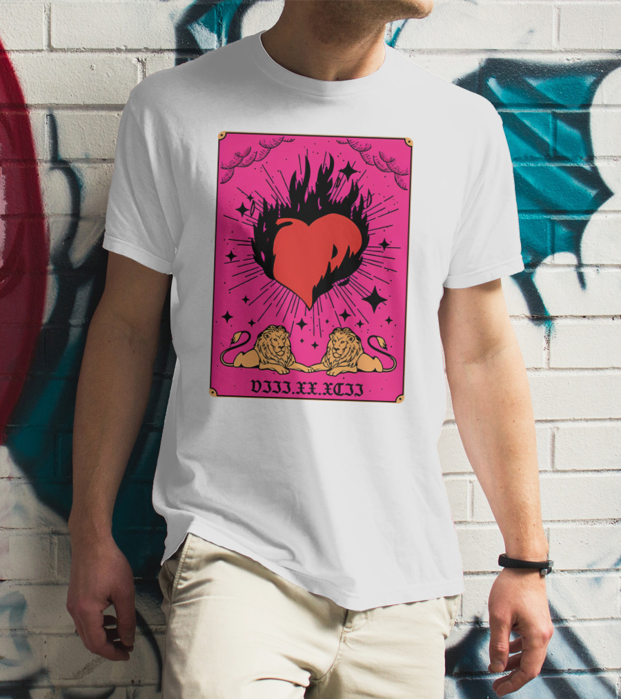 Demi Lovato Burning Heart Pink Lions VIII.XX.XCII T-Shirt