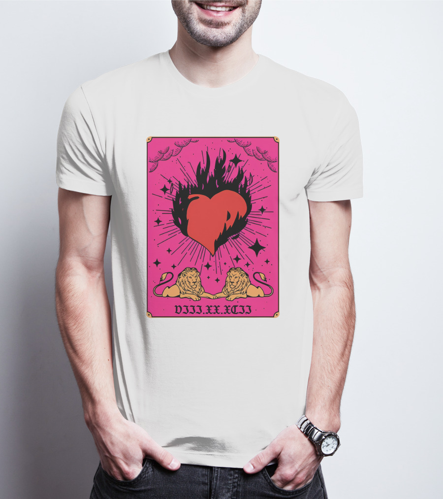 Demi Lovato Burning Heart Pink Lions VIII.XX.XCII T-Shirt