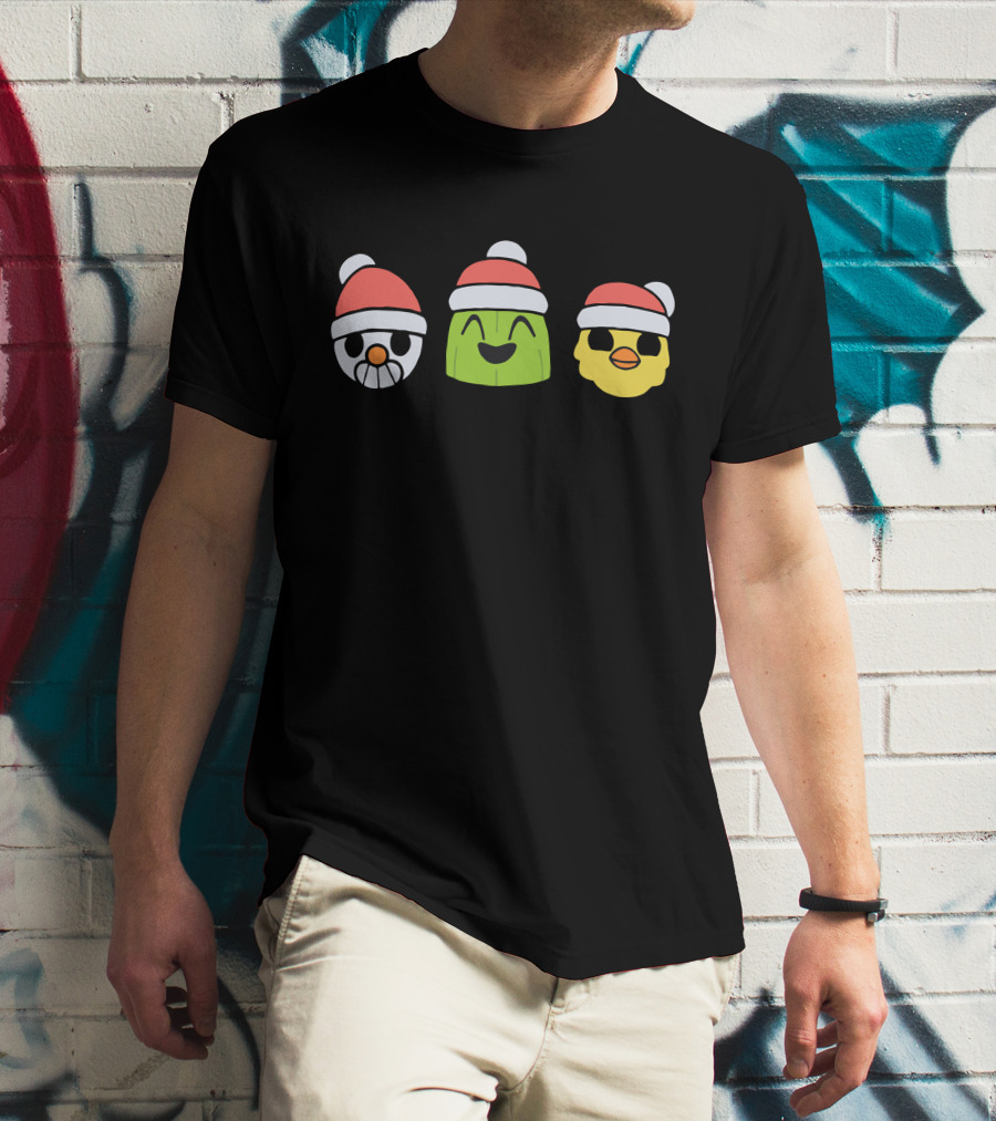 Holy Trinity Winter Snowman Cactus Chick Santa Hats T-Shirt