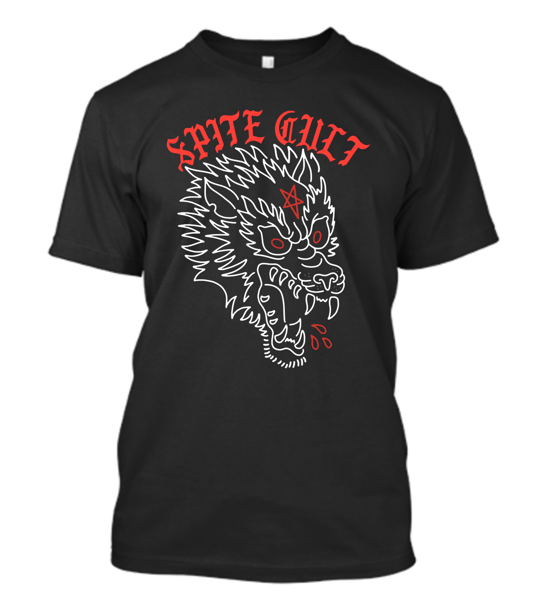 Spite Cult Wolf With Star Symbol And Aggressive Expression T-Shirt