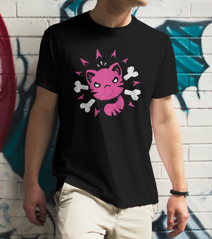 Slime Rancher Merch Ferocious Feral Pink Cat Tony Kuchar T-Shirt