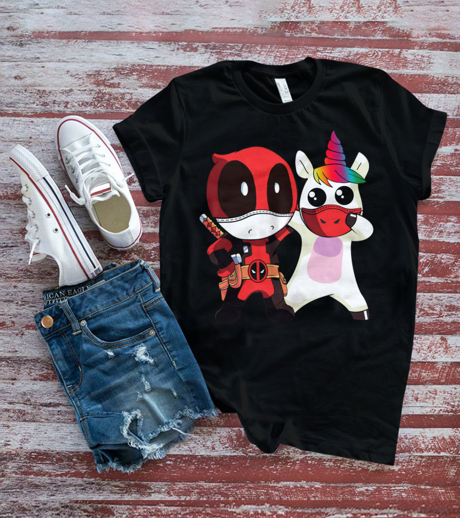 Deadpool Unicorn Rainbow Masked Duo Adventure T-Shirt