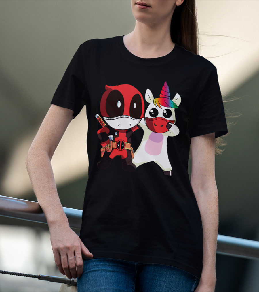 Deadpool Unicorn Rainbow Masked Duo Adventure T-Shirt