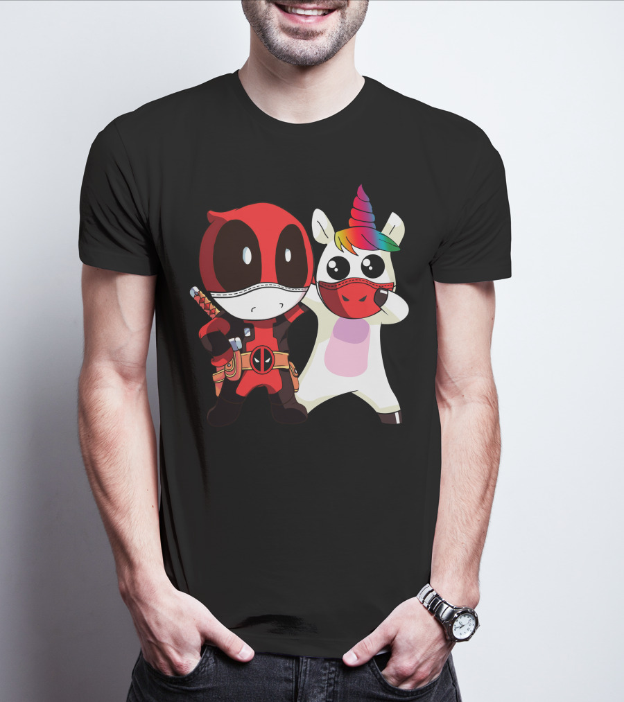 Deadpool Unicorn Rainbow Masked Duo Adventure T-Shirt