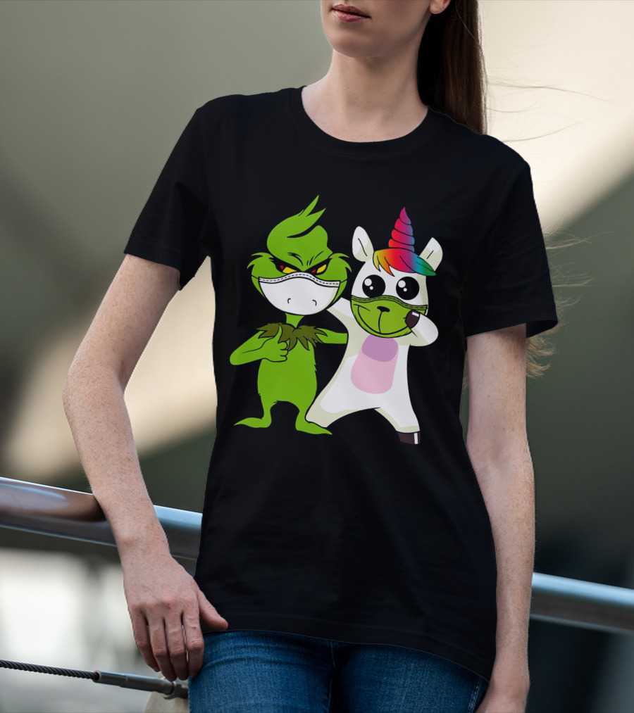 Grinch Unicorn Masked Duo Hugging Cute T-Shirt