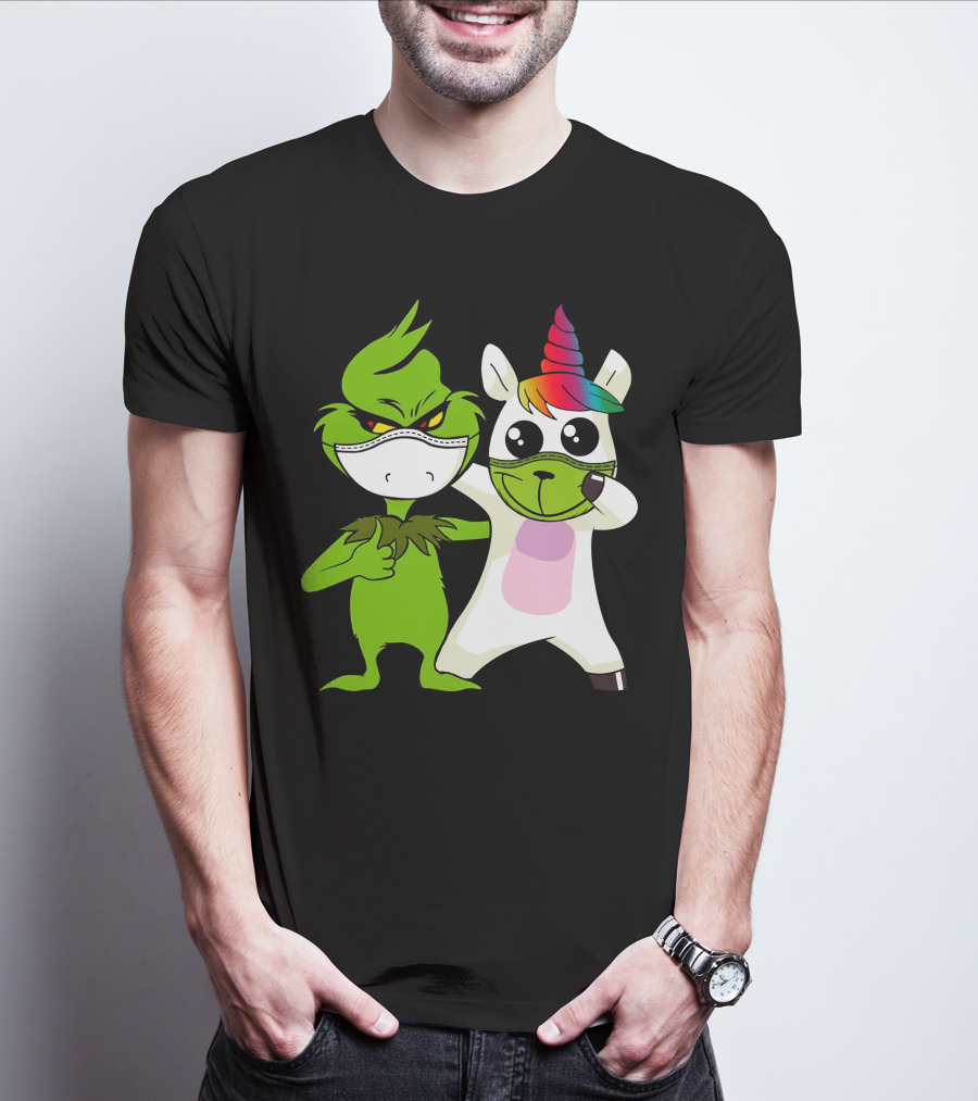 Grinch Unicorn Masked Duo Hugging Cute T-Shirt