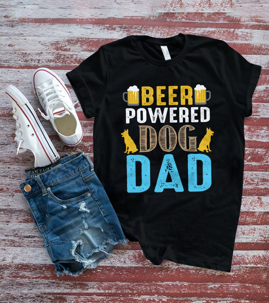 BEER Powered Dog Dad T-Shirt