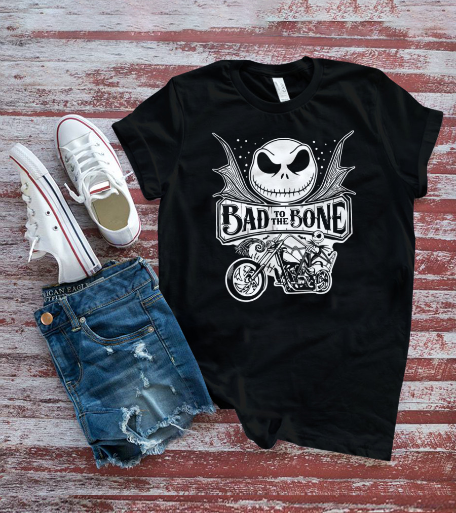 Bad To The Bone Jack Skellington Motorcycle Adventure T-Shirt