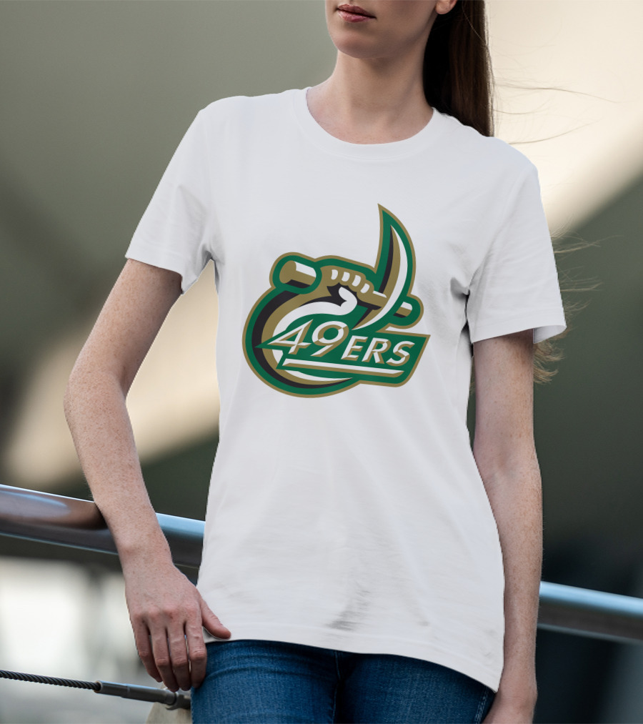 Charlotte 49ers Logo Green Gold Pickaxe Emblem T-Shirt