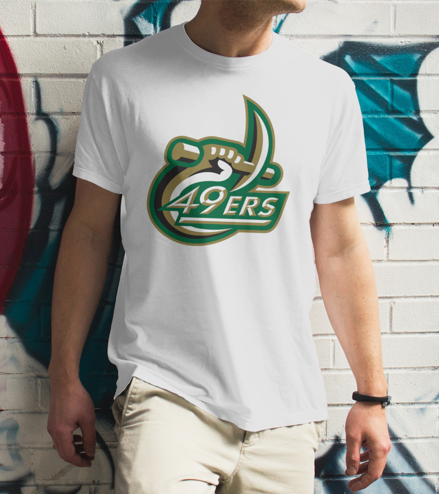 Charlotte 49ers Logo Green Gold Pickaxe Emblem T-Shirt