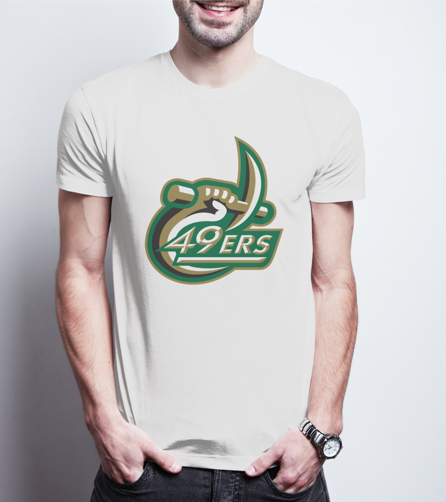 Charlotte 49ers Logo Green Gold Pickaxe Emblem T-Shirt