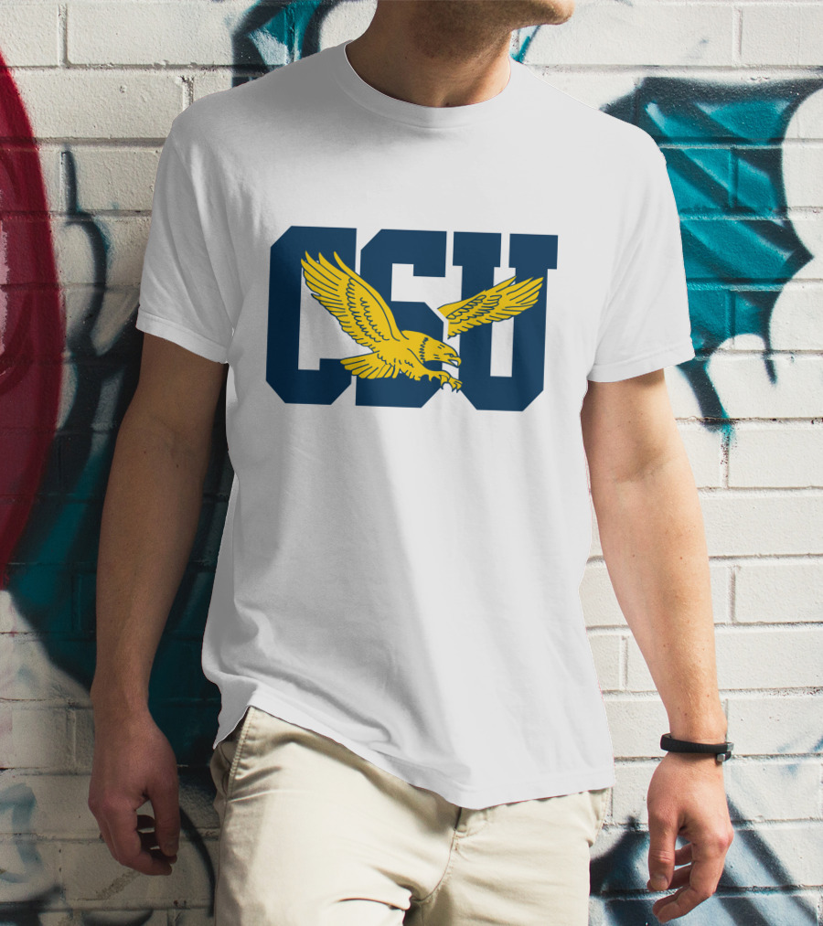 CSU Coppin State Eagles Logo Yellow Eagle Blue Letters T-Shirt