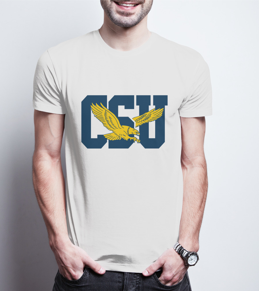 CSU Coppin State Eagles Logo Yellow Eagle Blue Letters T-Shirt