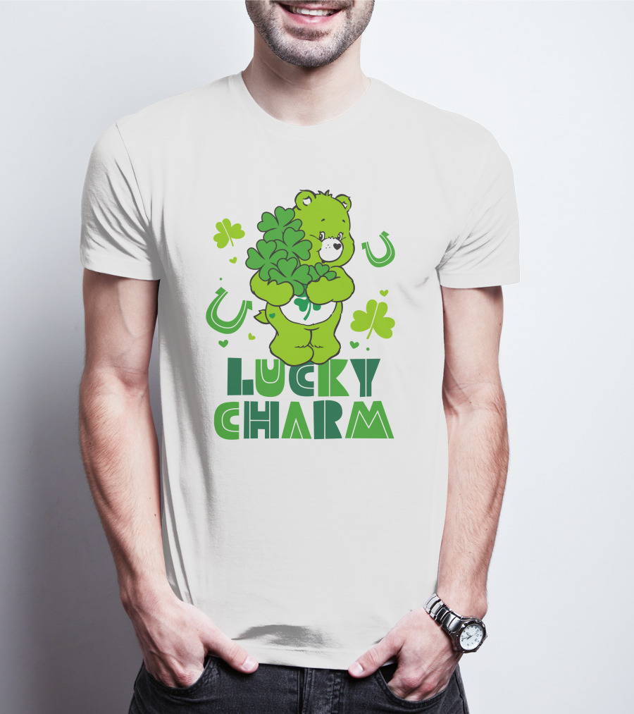 Lucky Charm Green Bear With Shamrocks And Horseshoes T-Shirt