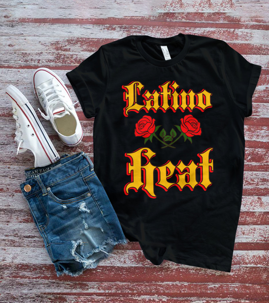 Latino Heat Red Roses Bold Font T-Shirt