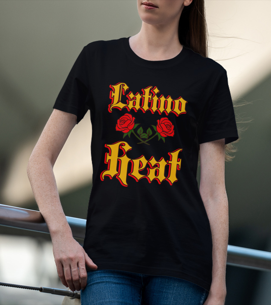 Latino Heat Red Roses Bold Font T-Shirt