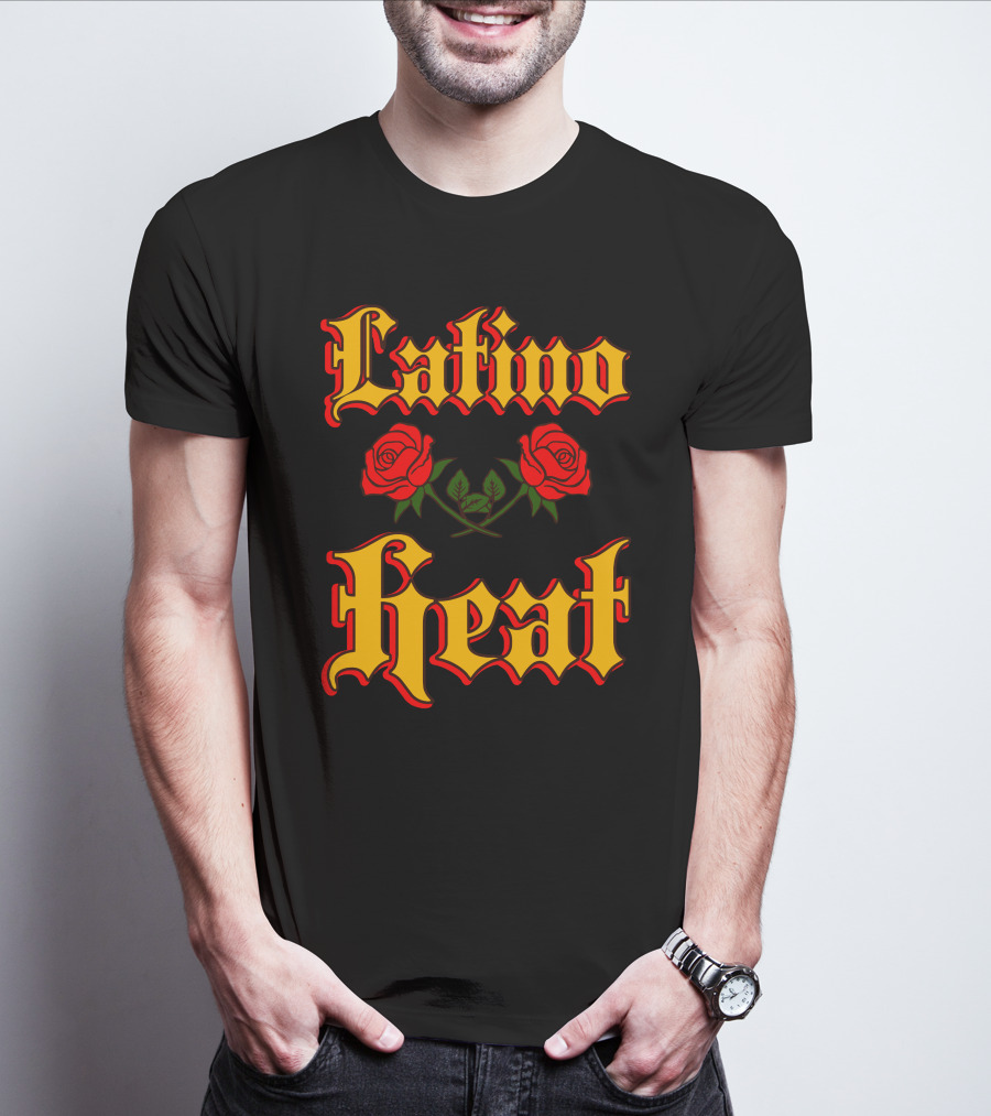Latino Heat Red Roses Bold Font T-Shirt