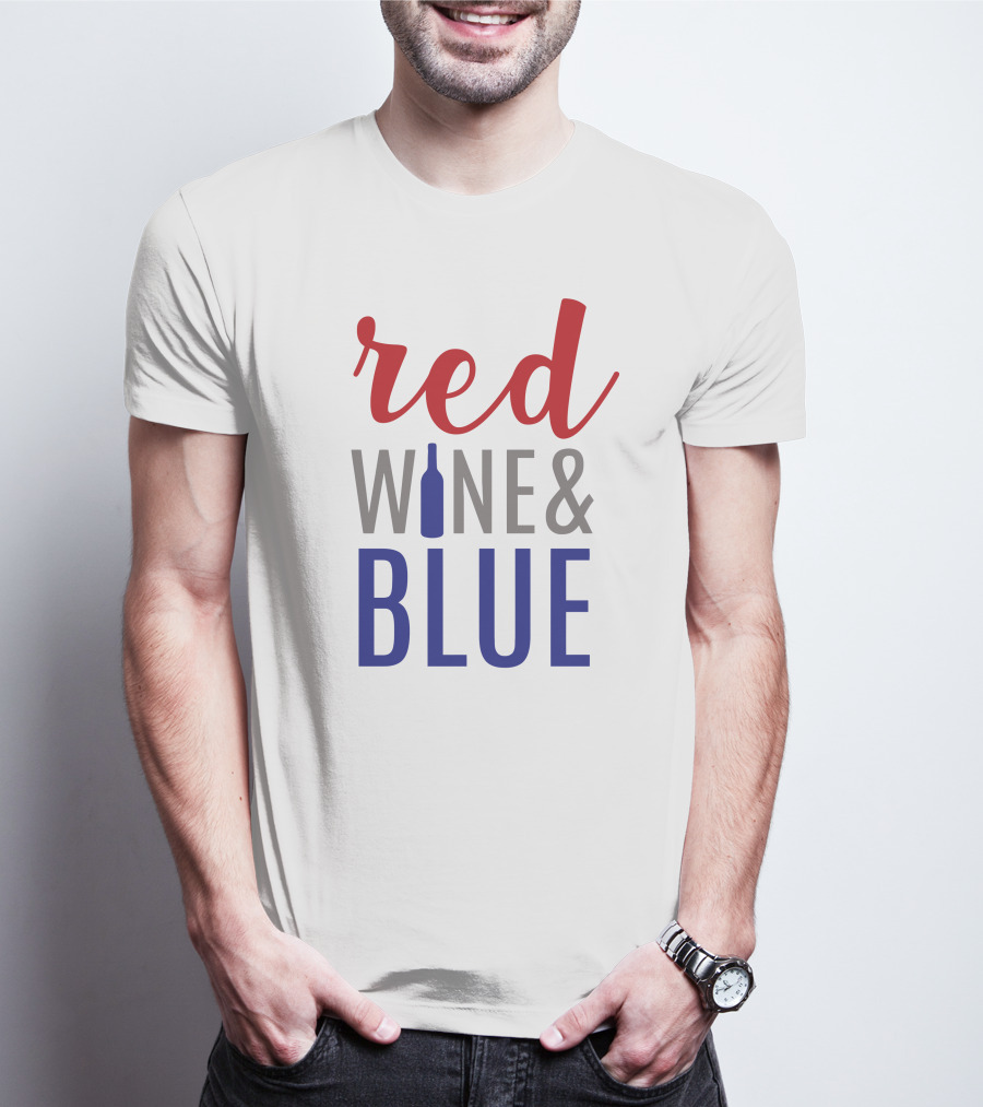 Red Wine Bottle And Blue T-Shirt