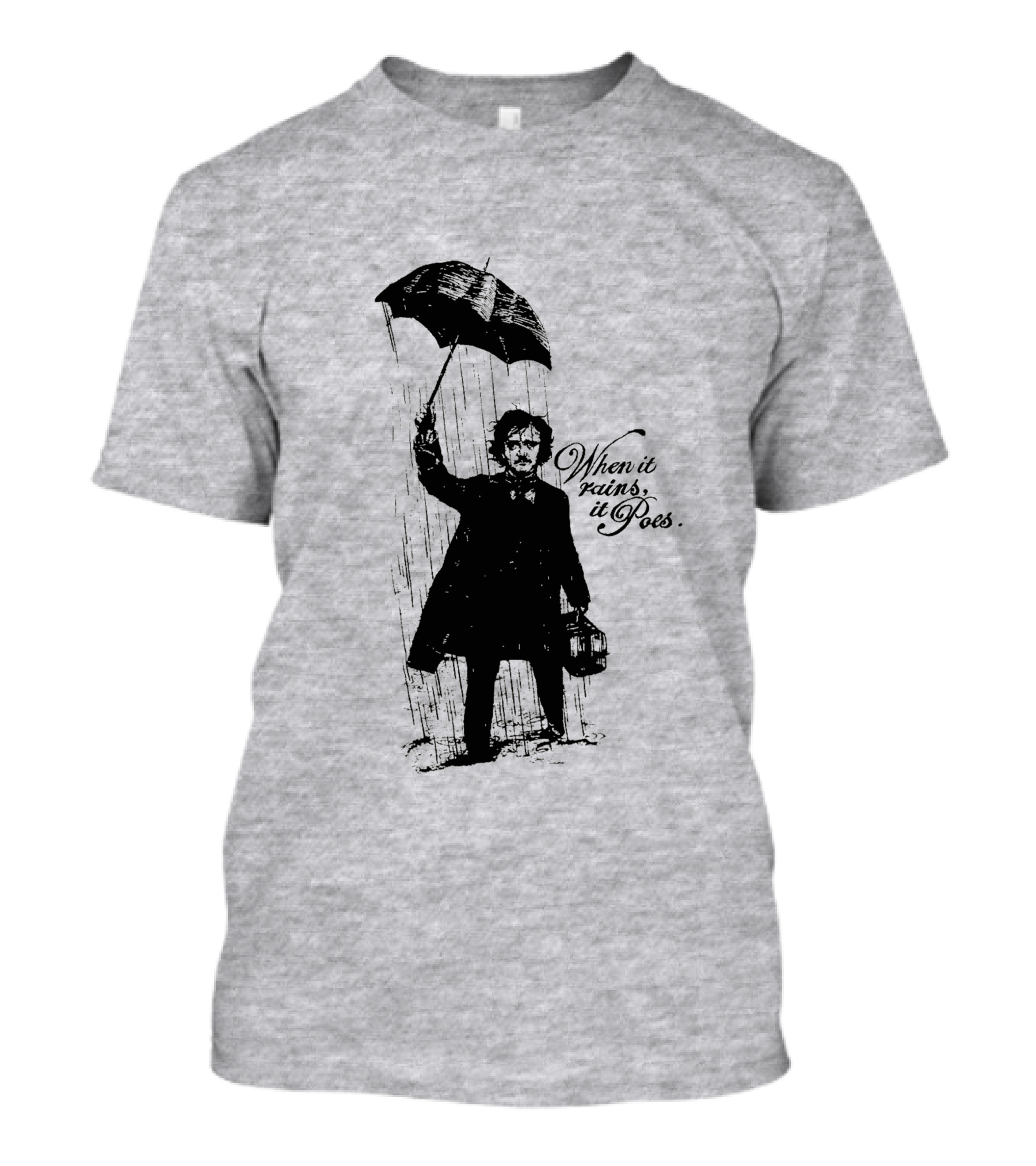 When It Rains It Poes Edgar Umbrella T-Shirt