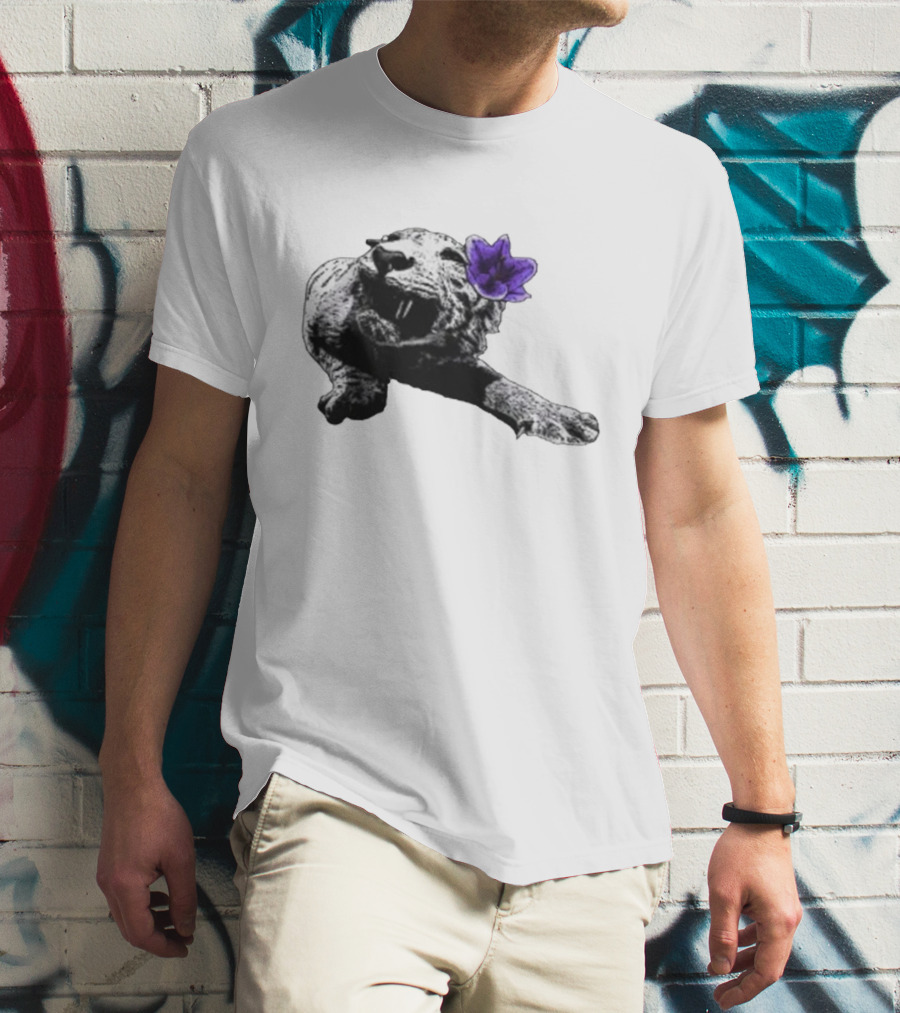 Spirit Blossom Wolf With Purple Flower T-Shirt