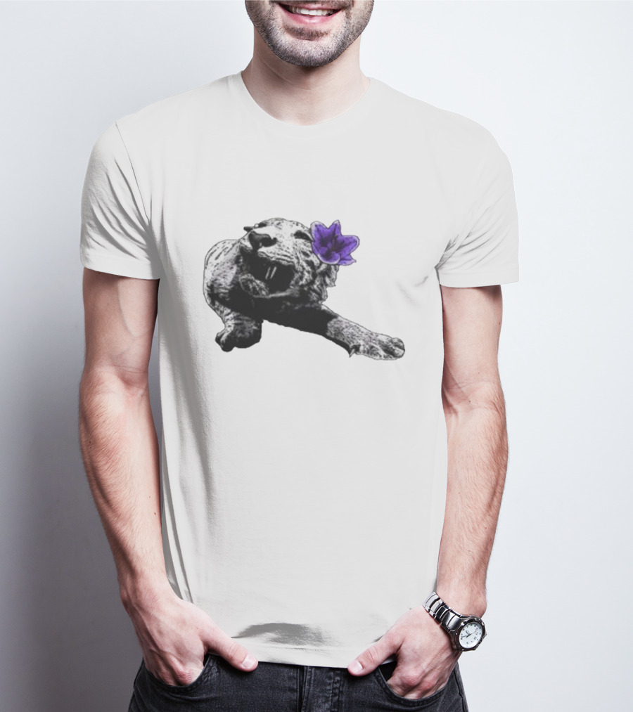 Spirit Blossom Wolf With Purple Flower T-Shirt