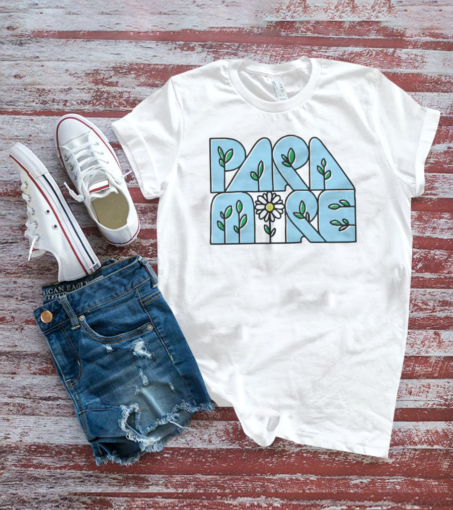 Paramore Flower Leaf Blue Text T-Shirt