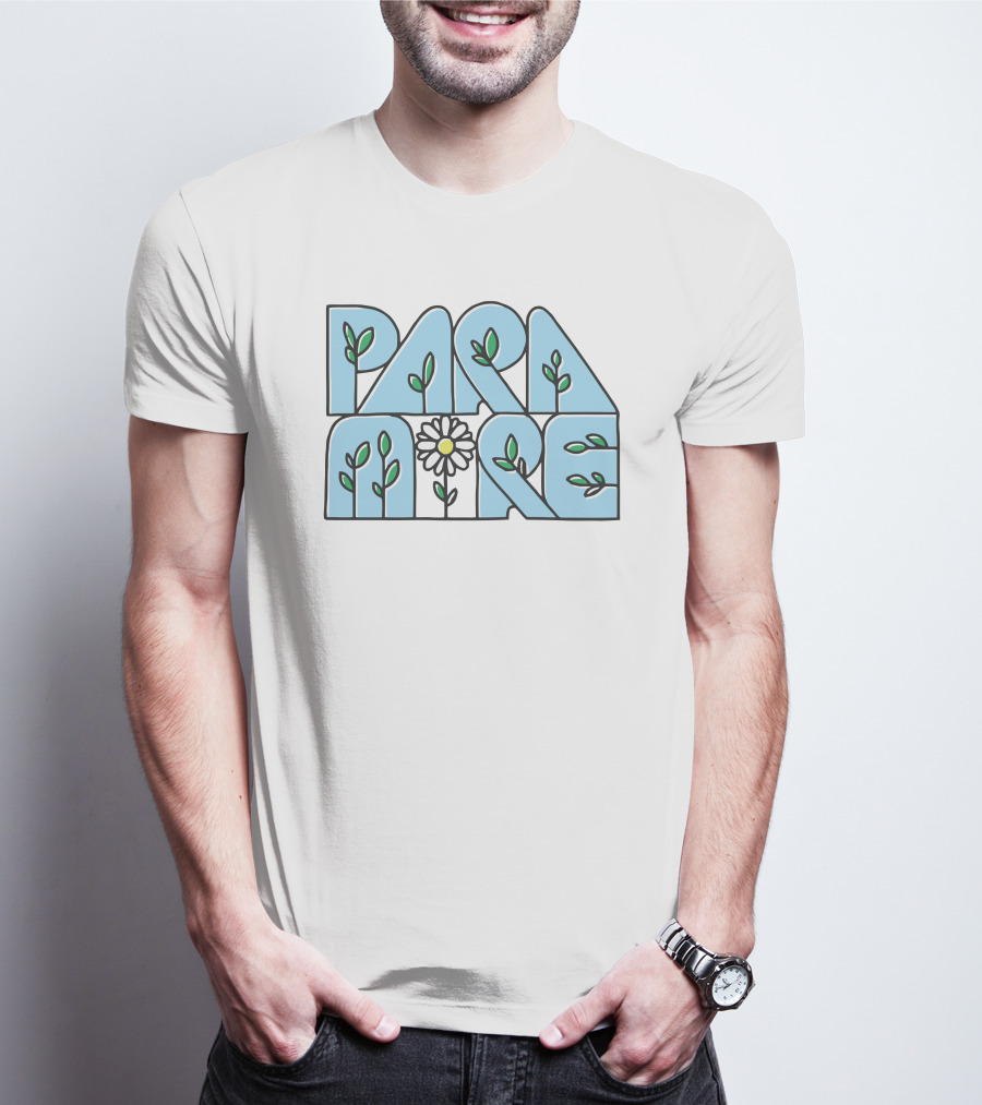 Paramore Flower Leaf Blue Text T-Shirt