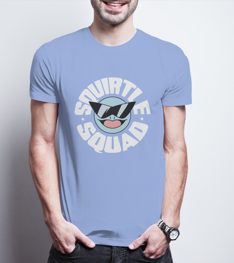 Squirtle Squad Sunglasses Icon Blue Background T-Shirt