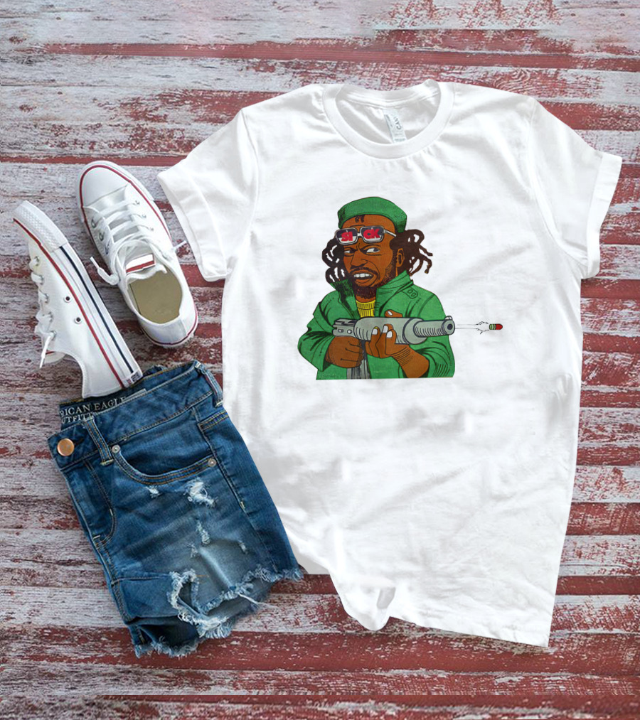 Earl Swea Merch Sick Character With Gun And Dreadlocks In Green T-Shirt